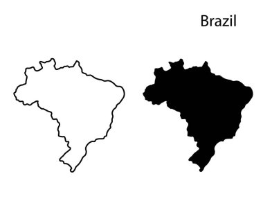 Brezilya harita vektör çizimi, karalama taslağı Brezilya haritası, Brezilya harita silueti, Brezilya ülke silüeti