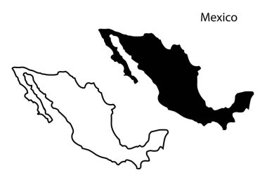 Meksika haritası çizimi, Meksika haritası silueti, Amerika ülkesi, ABD