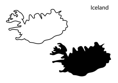 İzlanda harita çizimi, İzlanda haritası silueti, İzlanda ülkesi