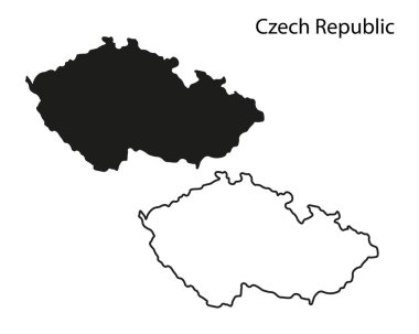 Çek Cumhuriyeti harita çizimi, Çek Cumhuriyeti harita silueti, Çek Cumhuriyeti ülke manzarası, Siyah ve beyaz Çek Cumhuriyeti haritası