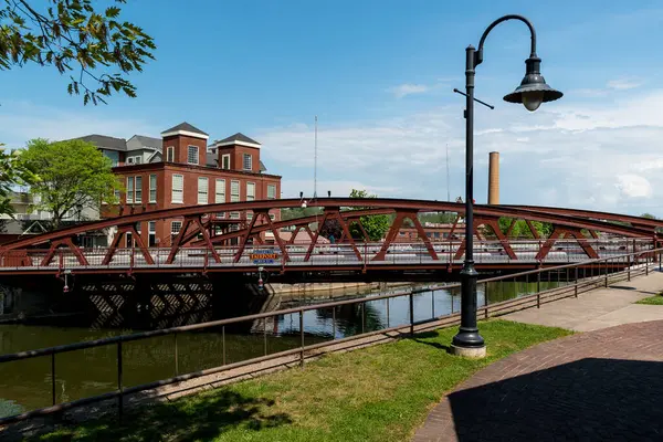 stock image Beautiful landscape of the Fairport New York Lift Bridge over the Erie Canal