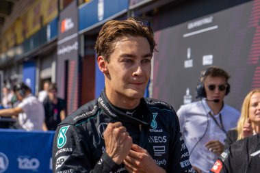 Belçika GP F1 2024, 28 Temmuz 2024, Spa Francorchamps, Belçika - Mercedes için Formula 1 George Russell sürücüsü