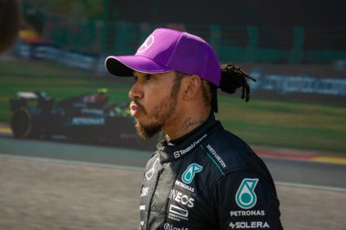 Belçika GP F1 2024, 28 Temmuz 2024, Spa Francorchamps, Belçika - Mercedes için Formula 1 Lewis Hamilton sürücüsü