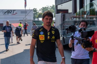 İtalyan GP F1 2024, 27 Ağustos 2024, Monza, İtalya - Formula 1 Charles Leclerc Ferrari sürücüsü
