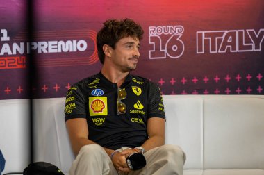 İtalyan GP F1 2024, 27 Ağustos 2024, Monza, İtalya - Formula 1 Charles Leclerc Ferrari sürücüsü