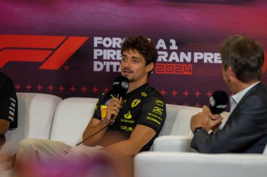 İtalyan GP F1 2024, 27 Ağustos 2024, Monza, İtalya - Formula 1 Charles Leclerc Ferrari sürücüsü