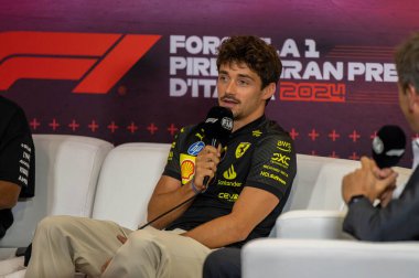 İtalyan GP F1 2024, 27 Ağustos 2024, Monza, İtalya - Formula 1 Charles Leclerc Ferrari sürücüsü