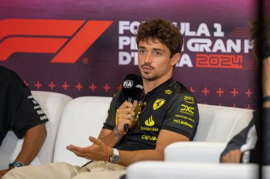 İtalyan GP F1 2024, 27 Ağustos 2024, Monza, İtalya - Formula 1 Charles Leclerc Ferrari sürücüsü