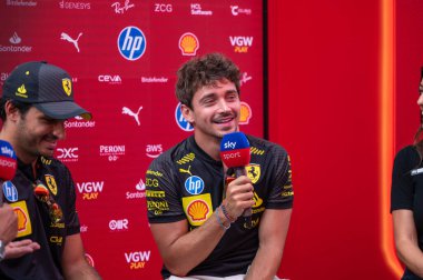 İtalyan GP F1 2024, 27 Ağustos 2024, Monza, İtalya - Formula 1 Charles Leclerc Ferrari sürücüsü