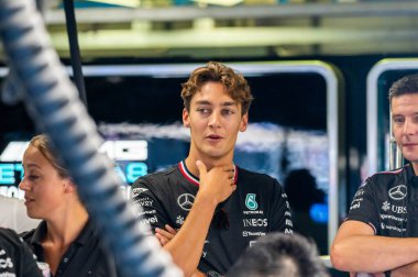 İtalyan GP F1 2024, 30 Ağustos 2024, Monza, İtalya - Mercedes sürücüsü George Russell