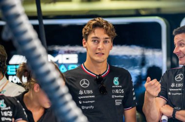 İtalyan GP F1 2024, 30 Ağustos 2024, Monza, İtalya - Mercedes sürücüsü George Russell