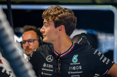 İtalyan GP F1 2024, 30 Ağustos 2024, Monza, İtalya - Mercedes sürücüsü George Russell