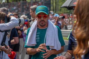İtalyan GP F1 2024, 1 Eylül 2024, Monza, İtalya - Aston Martin 'in Formula 1 Fernando Alonso sürücüsü