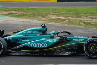 İtalyan GP F1 2024, 1 Eylül 2024, Monza, İtalya - Aston Martin için Formula 1 Lance Stroll sürücüsü