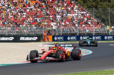 İtalyan GP F1 2024, 1 Eylül 2024, Monza, İtalya - Ferrari Formula 1 Carlos Sainz sürücüsü