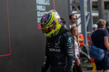 İtalyan GP F1 2024, 1 Eylül 2024, Monza, İtalya - Mercedes için Formula 1 Lewis Hamilton sürücüsü