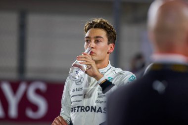 Katar GP F1 2024, 1 Aralık 2024, Losail, Katar - Mercedes için Formula 1 George Russell sürücüsü