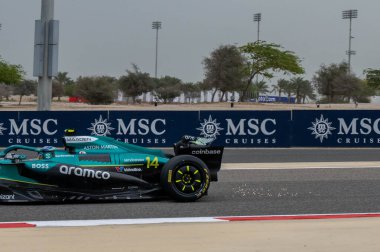 Bahreyn GP F1 2025, 28 Şubat 2025, Sakhir, Bahreyn - Aston Martin 'in Formula 1 Fernando Alonso sürücüsü