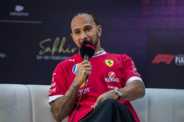 Bahreyn GP F1 2025, 28 Şubat 2025, Sakhir, Bahreyn - Ferrari Formula 1 Lewis Hamilton sürücüsü