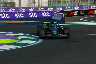 SuudiGP GP GP F1 2025, 18 Nisan 2025, Jeddah, Suudi Arabistan - Aston Martin için Formula 1 Lance Stroll sürücüsü