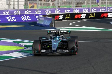 SuudiGP GP GP F1 2025 19 Nisan 2025 Jeddah, Suudi Arabistan - Mercedes için Formula 1 George Russell sürücüsü