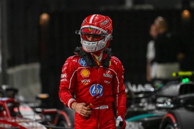 SuudiGP GP GP F1 2025 19 Nisan 2025 tarihinde Suudi Arabistan Jeddah 'da - Ferrari' nin Formula 1 Charles Leclerc sürücüsü