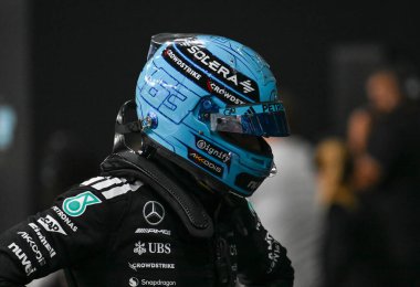 SuudiGP GP GP F1 2025 19 Nisan 2025 Jeddah, Suudi Arabistan - Mercedes için Formula 1 George Russell sürücüsü