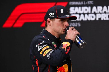 SuudiGP GP GP F1 2025 19 Nisan 2025 Jeddah, Suudi Arabistan - Red Bull için Formula 1 Max Verstappen sürücüsü