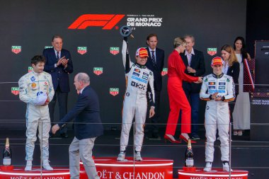 MonacoGP GP GP F1 2025, 25 Mayıs 2025, Monte Carlo, Monaco - Formula 1 Lando Norris Charles Leclerc Oscar Piastro podyumu Monaco GP