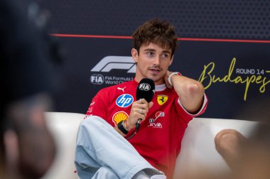 Macaristan GP GP GP F1 2025 3 Ağustos 2025 tarihinde Budapeşte, Macaristan - Ferrari Formula 1 Charles Leclerc sürücüsü