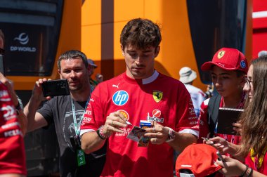 Macaristan GP GP GP F1 2025 3 Ağustos 2025 tarihinde Budapeşte, Macaristan - Ferrari Formula 1 Charles Leclerc sürücüsü
