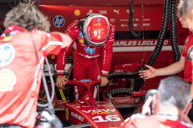 Macaristan GP GP GP F1 2025 3 Ağustos 2025 tarihinde Budapeşte, Macaristan - Ferrari Formula 1 Charles Leclerc sürücüsü