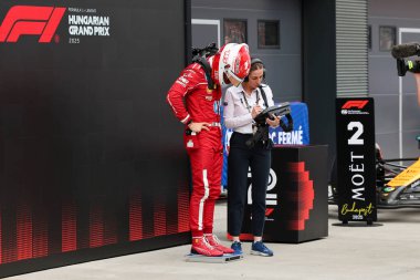 Macaristan GP GP GP F1 2025 3 Ağustos 2025 tarihinde Budapeşte, Macaristan - Ferrari Formula 1 Charles Leclerc sürücüsü