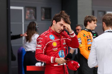 Macaristan GP GP GP F1 2025 3 Ağustos 2025 tarihinde Budapeşte, Macaristan - Ferrari Formula 1 Charles Leclerc sürücüsü