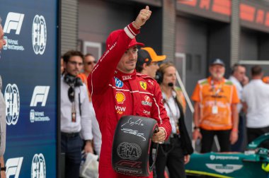 Macaristan GP GP GP F1 2025 3 Ağustos 2025 tarihinde Budapeşte, Macaristan - Ferrari Formula 1 Charles Leclerc sürücüsü