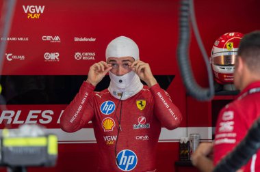 Macaristan GP GP GP F1 2025 3 Ağustos 2025 tarihinde Budapeşte, Macaristan - Ferrari Formula 1 Charles Leclerc sürücüsü