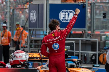 Macaristan GP GP GP F1 2025 3 Ağustos 2025 tarihinde Budapeşte, Macaristan - Ferrari Formula 1 Charles Leclerc sürücüsü