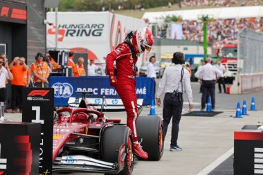 Macaristan GP GP GP F1 2025 3 Ağustos 2025 tarihinde Budapeşte, Macaristan - Ferrari Formula 1 Charles Leclerc sürücüsü