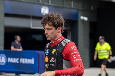 Macaristan GP GP GP F1 2025 3 Ağustos 2025 tarihinde Budapeşte, Macaristan - Ferrari Formula 1 Charles Leclerc sürücüsü