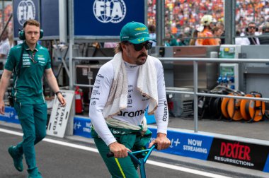 Macaristan GP GP GP F1 2025, 3 Ağustos 2025, Budapeşte, Macaristan - Aston Martin Formula 1 Fernando Alonso sürücüsü