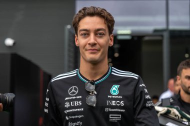 Macaristan GP GP GP F1 2025, 3 Ağustos 2025, Budapeşte, Macaristan - Mercedes için Formula 1 George Russell sürücüsü