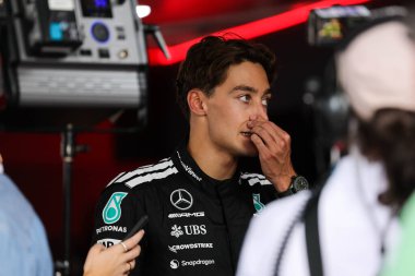 Macaristan GP GP GP F1 2025, 3 Ağustos 2025, Budapeşte, Macaristan - Mercedes için Formula 1 George Russell sürücüsü