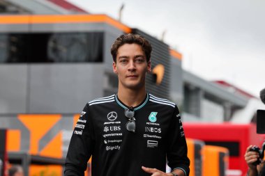 Macaristan GP GP GP F1 2025, 3 Ağustos 2025, Budapeşte, Macaristan - Mercedes için Formula 1 George Russell sürücüsü