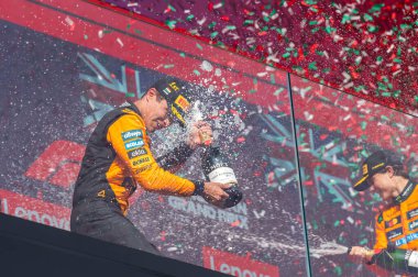 Macaristan GP GP F1 2025 3 Ağustos 2025 tarihinde Budapeşte, Macaristan - McLaren için Formula 1 Lando Norris sürücüsü