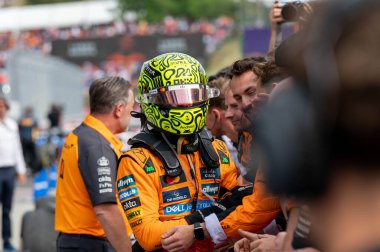 Macaristan GP GP F1 2025 3 Ağustos 2025 tarihinde Budapeşte, Macaristan - McLaren için Formula 1 Lando Norris sürücüsü