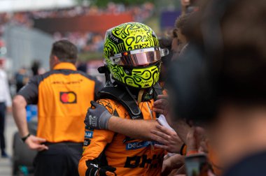Macaristan GP GP F1 2025 3 Ağustos 2025 tarihinde Budapeşte, Macaristan - McLaren için Formula 1 Lando Norris sürücüsü
