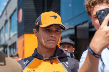 Macaristan GP GP F1 2025 3 Ağustos 2025 tarihinde Budapeşte, Macaristan - McLaren için Formula 1 Lando Norris sürücüsü