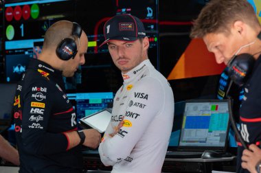 Macaristan GP GP GP F1 2025 3 Ağustos 2025 tarihinde Budapeşte, Macaristan - Formula 1 Red Bull için Max Verstappen sürücüsü