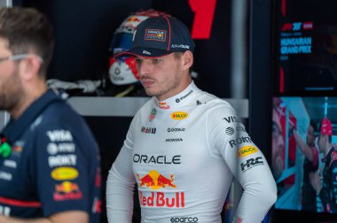 Macaristan GP GP GP F1 2025 3 Ağustos 2025 tarihinde Budapeşte, Macaristan - Formula 1 Red Bull için Max Verstappen sürücüsü