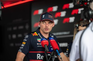 Macaristan GP GP GP F1 2025 3 Ağustos 2025 tarihinde Budapeşte, Macaristan - Formula 1 Red Bull için Max Verstappen sürücüsü